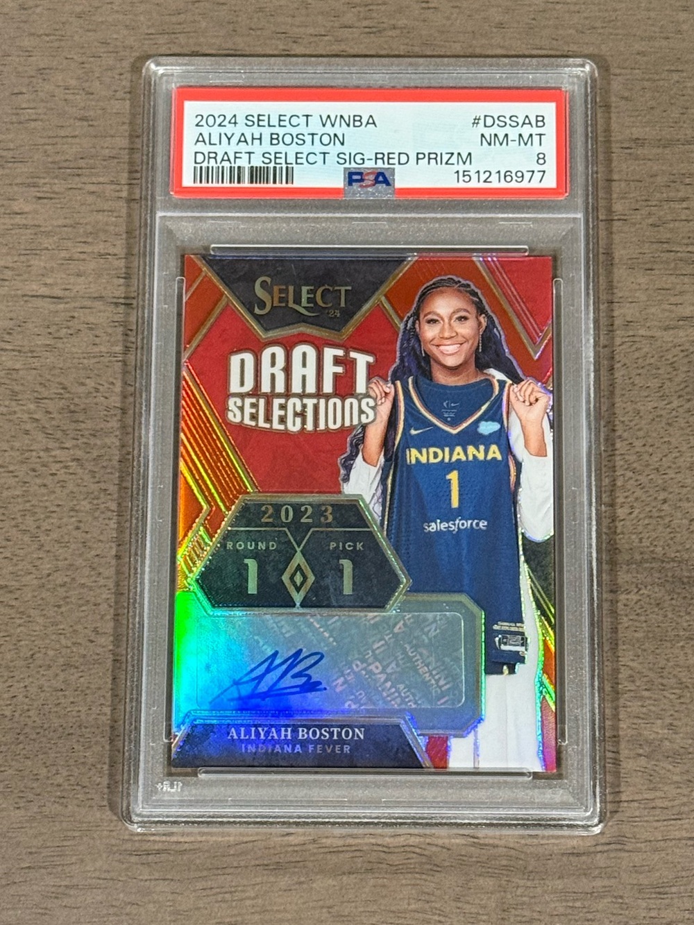 Aliyah Boston - 2024 Select WNBA Draft Selections Red Prizm Auto /99 PSA 8